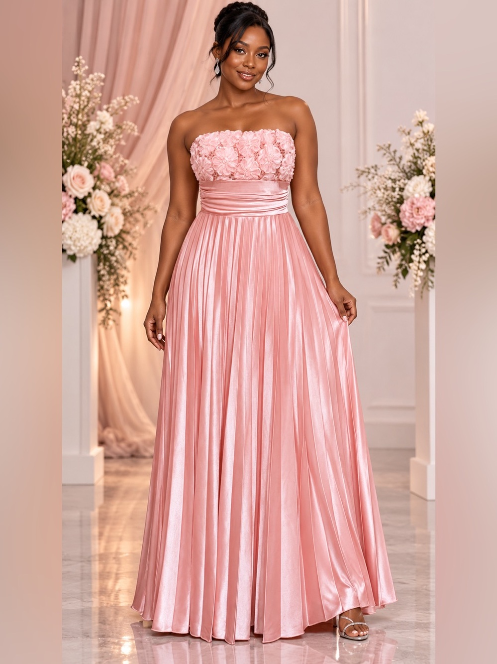 Speechless Blush Pink Floral Bodice Formal Gown
